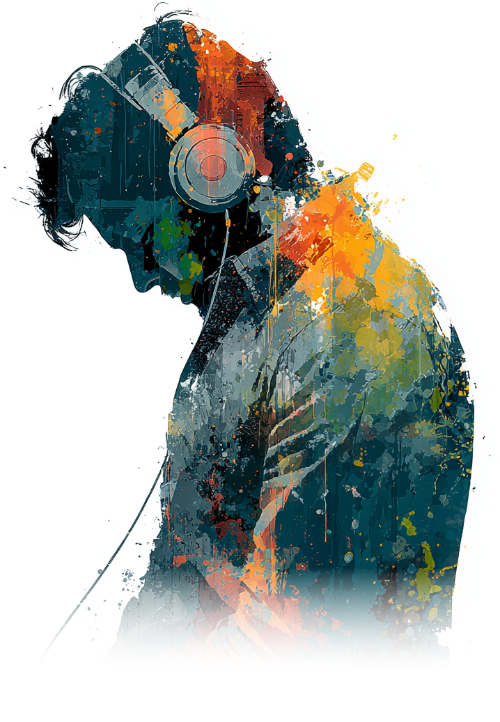 man headphones